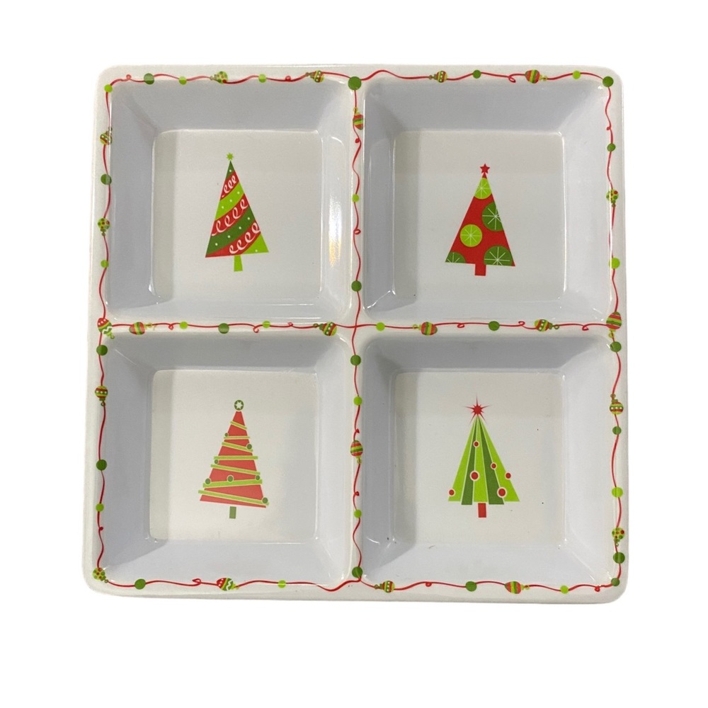Melamine 4 compartment square plate